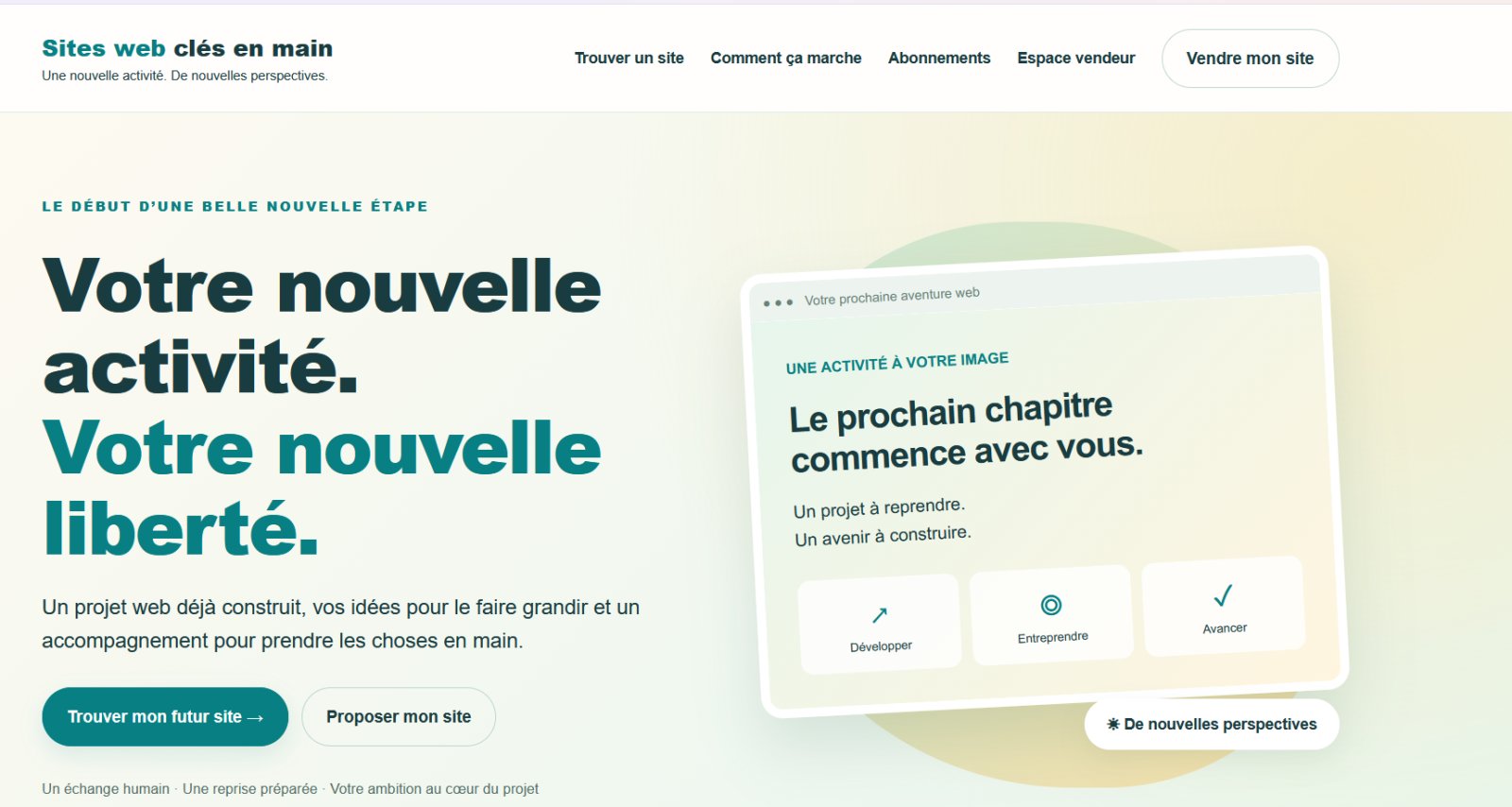 Sites web clés en main — Plateforme de vente de sites web avec espace vendeurs et abonnements