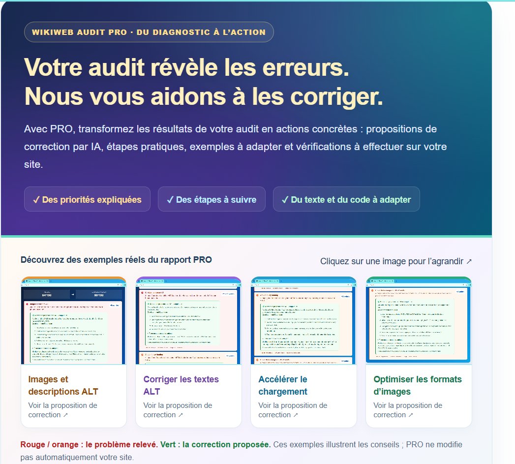 WikiWeb Audit SEO — Site d’audit avec corrections proposées par l’IA